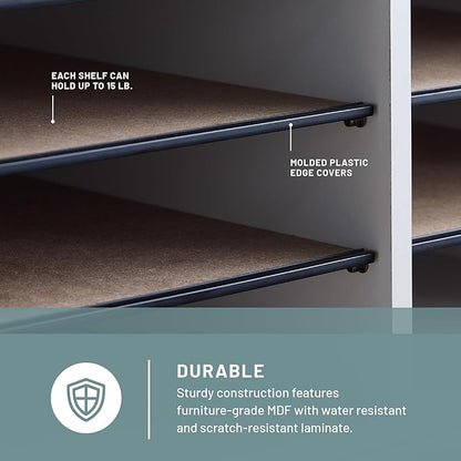 Safco Literature Organizer, 12 Compartments, Office and Classroom Mailbox with Adjustable Shelves, Wood Paper and Mail Sorter, Gray