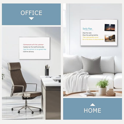 Whiteboard for Wall, 24" x 18" Magnetic White Board Dry Erase Board with Silver Aluminum Frame, Hanging Wipe Board for Office, Home, School