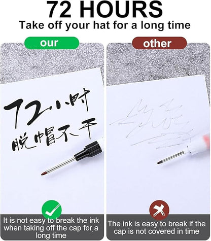 4 Pcs Multi Purpose Deep Hole Marker Pens,Long Nib Head Marker Waterproof Colorful Carpenter Pen for Bathroom Woodworking Decoration,Red Black Blue Green Ink Permanent Markers Marker Pens (Black)