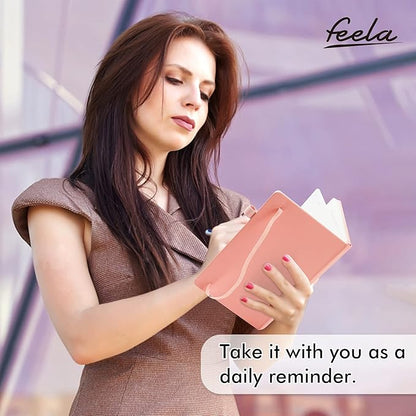 feela 3 Pack Hardcover Notebook For Women, Classic Ruled Lined Journal Set School Business Supplies, with 3 Black Pens, 120 GSM, 5.1”x8.3”, A5, Pastel Colors, Light Yellow, Light Pink, Pale Orange