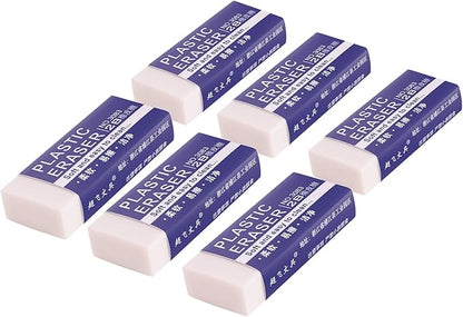 6 Pack Pencil Erasers, Large White Erasers for School, Art Erasers for Kids Drawing Bulk
