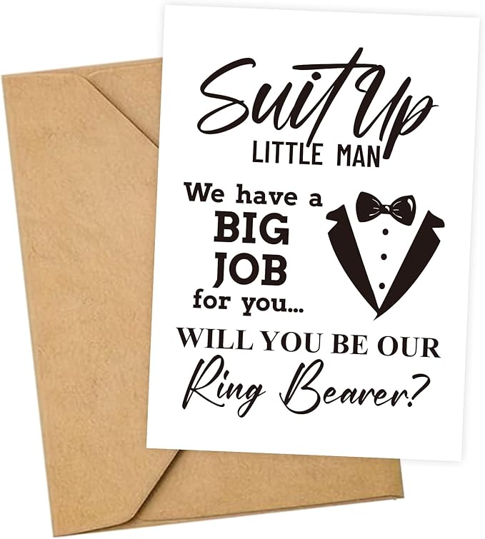 Ring Bearer Proposal Card, Will You Be Our Ring Bearer Card, Ring Bearer Request Card with Matching Envelopes.