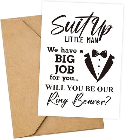 Ring Bearer Proposal Card, Will You Be Our Ring Bearer Card, Ring Bearer Request Card with Matching Envelopes.