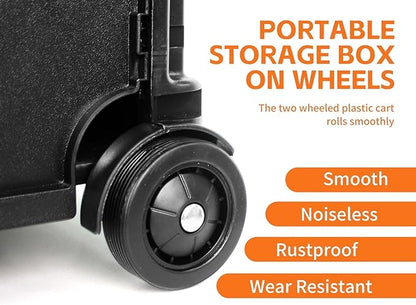 MaxWorks 50830 Collapsible Black Rolling Folding Dolly Cart for Teachers - Multi-Functional Teacher Dolly with Extra Storage, Durable Wheels, and Easy-to-Fold Design for Classroom, Office, Shopping