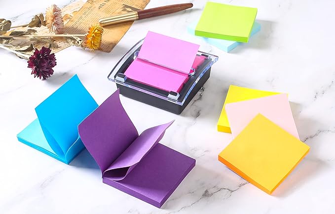 (24 Pads) Pop-up Sticky Notes 3x3 Inches, 8 Bright Colors Super Sticky Notes, Clean Removal, Recyclable, 84 Sheets/pad