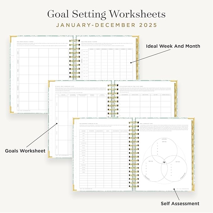 Day Designer 2025 Daily Planner – Premium Planner for Stylish Organization. Combines Monthly Calendar, Hourly Schedule, To-Do List, Gratitude, Goal Setting, Inspirational Quotes, Stickers & More. Elegant laminated Cover with Gold Accents (Graceful)