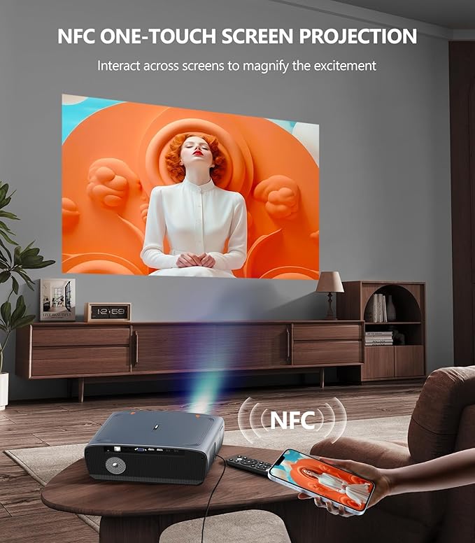 Smart 4K Projector with Netflix Certified, Laser Auto Focus Ultra HD Home Projector Daytime Viewing with Android 11.0, 1450ANSI, Dolby Audio, Google Voice, WiFi6 NFC Wireless Short Throw Projectors