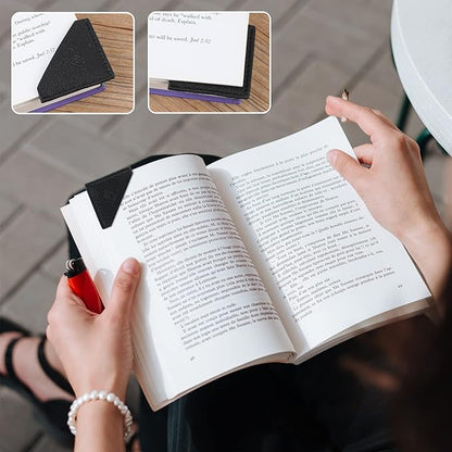Book Weight Page Holder Heavy Genuine Leather Book Open Holder for Men Women Cookbook Weighted Bookmarks Gift Writer (BPH02-Black1)