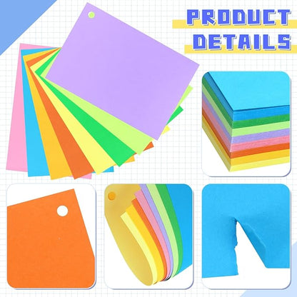 Tecmisse 160 PCS Index Card 4 x 6 Thick, 180 GSM Blank Flash Cards, Colored Note Cards, Blank Study Cards for School Learning and Office Supplies, 8 Colors