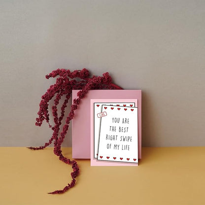 SuperShunhu Swipe Dating Card, Met Online Dating Anniversary Card for Him Her, Funny Valentine's Card for Online Dating Couple, Dating App Right Swipe Love Card