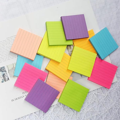 Early Buy 6 Bright Color Lined Sticky Notes Self-Stick Notes 3 in x 3 in, 100 Sheets/Pad, 6 Pads/Pack