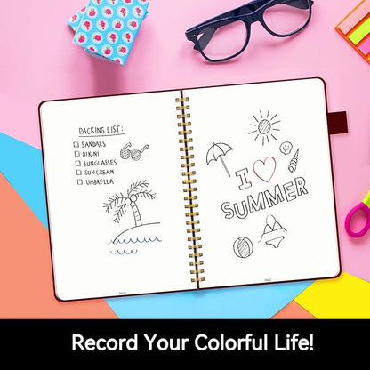 Alltree Spiral Dot Grid Notebook Journal, Dotted Paper Notebook for Work, Medium A5, Spiral Notebook with Pen Loop, Pocket, 160 Pages, Journal for Women, Burgundy(6"x8.5")