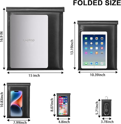 5 Pack Faraday Bags- Large Faraday Cage, Anti-Tracking Faraday Bag for Laptops & Tablets & Phones & Car Keys, RFID Signal Blocker Faraday Pouch, Fireproof & Waterproof Faraday Key Fob Protector