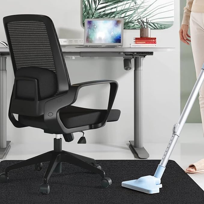 Sycoodeal Office Chair Mat for Hardwood Floor,Computer Gaming Chair Mat,Office Chair Mat for Tile Floor,Large Floor Protector Rug,Anti-Slip,Easy to Clean,Pure Black(48"x36")