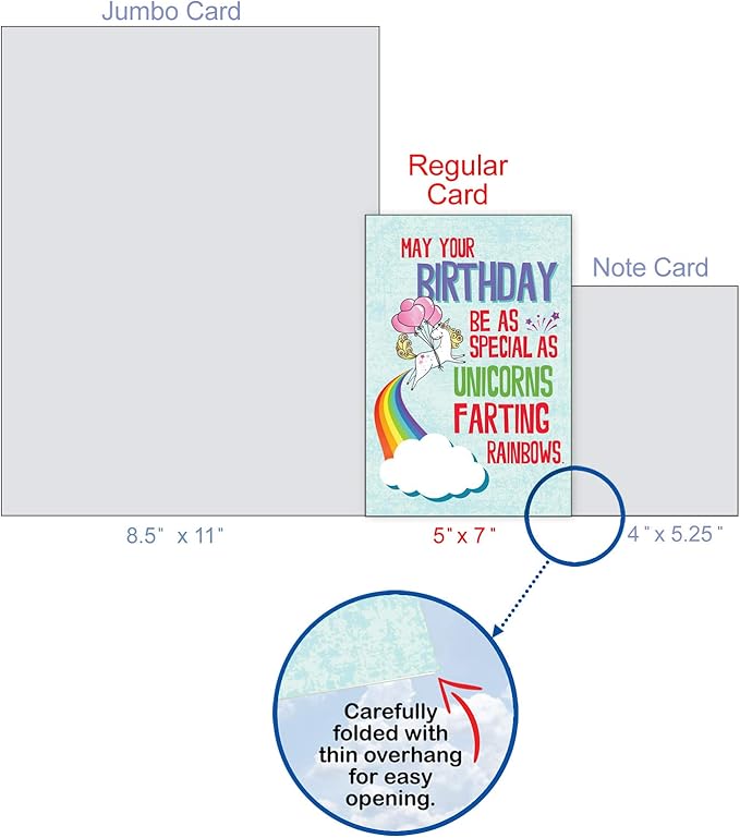 NobleWorks - Funny Happy Birthday Card with Envelope - Colorful Humor Card, Greeting Note - Unicorns and Rainbows C6892BDG