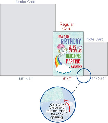 NobleWorks - Funny Happy Birthday Card with Envelope - Colorful Humor Card, Greeting Note - Unicorns and Rainbows C6892BDG