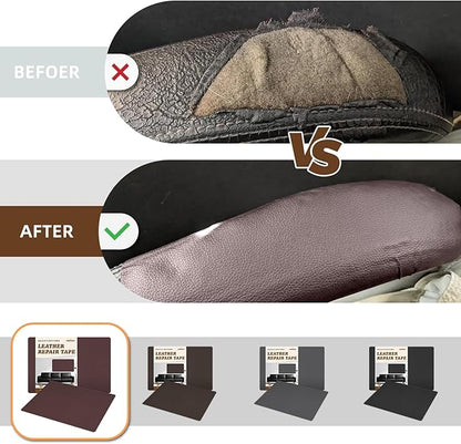 CHEIGHY 2pcs Leather Repair Kit Self Adhesive Leather Repair Patch for Furniture 8.2X11 inch Vinyl Repair Kit for Couches Car Seats Sofa Office Chair Belt Jackets (Coffee)