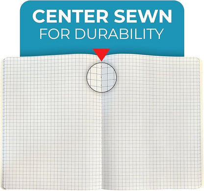 50 Pack Quad Ruled Composition Notebook, 200 Pages (100 Sheets) Bulk Graph Composition Notebook for School, Bulk Graphing Composition Notebook, Graph Ruled Composition Book, Assorted Colors