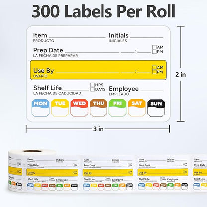 300 Pcs Restaurant Quality Shelf Life Food Rotation Labels, 2” x 3” Self-Adhesive Removable Freezer Food Labels Stickers, Perfect for Reusable Containers, Easy to Remove, Food Safety Date Sticker