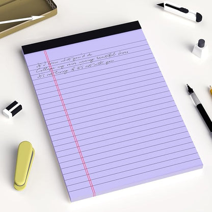6pcs Small Legal Pad 5x8 College Ruled Purple Legal Pads Paper Notepads 6 Pack Study Back Writing Pads 5 x 8 Legal Pads Perforated Narrow Ruled Pads of Paper Purple