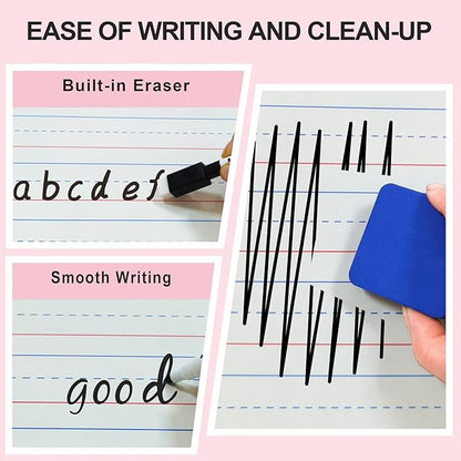 Dry Erase Boards 6 Pack, Double Sided Magnetic Small Whiteboards with Lines for Kids, Students, Teacher & Classroom Pack, Including 52 Pcs Alphabet Letters for Preschool Spelling