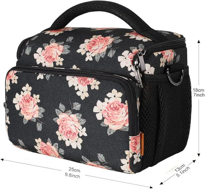 DOMISO Camera Bag Case Waterproof Anti-shock Shoulder Bag, Flower