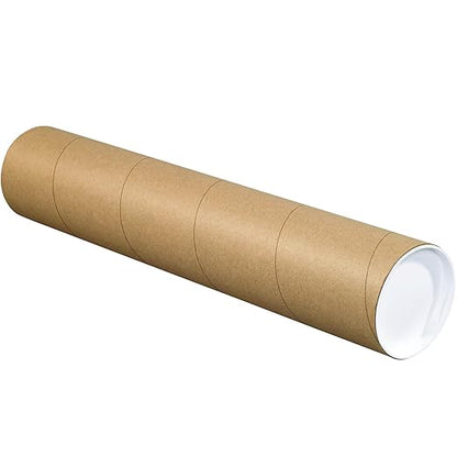 BOX USA BP4042K Mailing Tubes with Caps, 4" x 42", Kraft (Pack of 15)