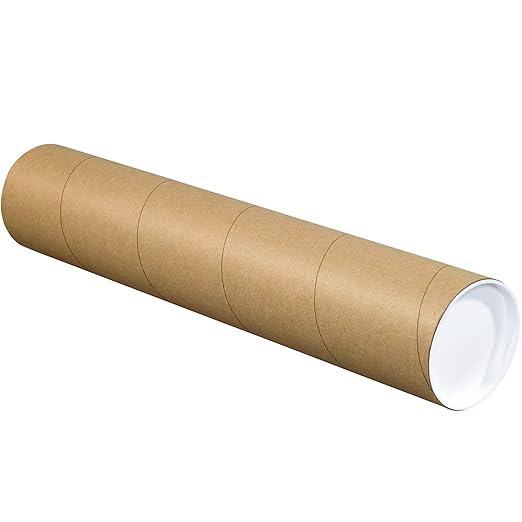 BOX USA BP4042K Mailing Tubes with Caps, 4" x 42", Kraft (Pack of 15)