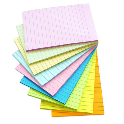 9 Pack Lined Sticky Notes 4X6 in Post, 9 Pastel Colors Large Ruled Post Sticky Colorful Super Sticking Power Memo Pads Strong Adhesive, Sticky Notes with Lines Office, Home, 35 Sheets/pad