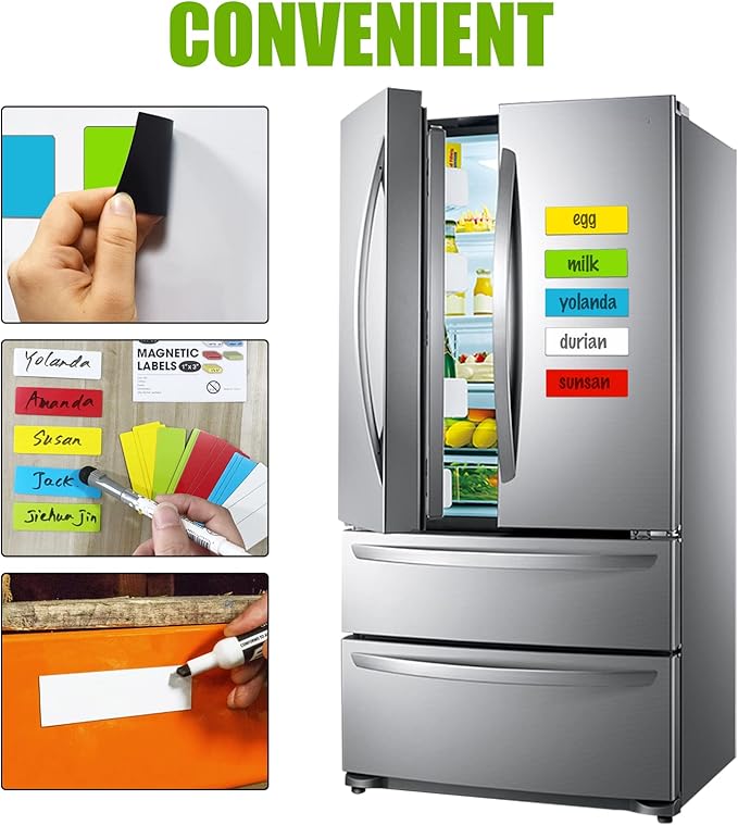 Dry Erase Big Magnetic Labels (4.8x3.2,Pack of 20),Large Write On Magnets Name Plates Sticker,Waterproof/Reusable for Refrigerator&Lockers&Whiteboard&Cabinet(White)