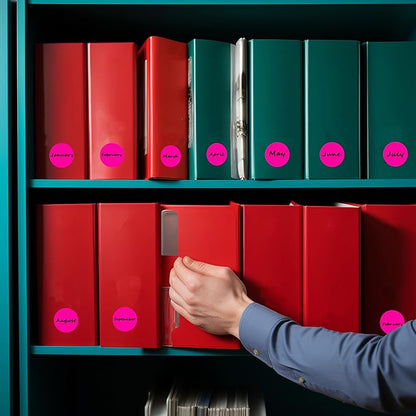 PARLAIM 3/4 Inch Round Permanent Adhesive Color-Code Dot Stickers,1000 Stickers Roll dots Label Dispenser Box Circle Stickers Labels(Fluorescent Pink)