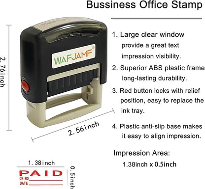 WAFJAMF Paid Date Stamp Self-Inking Rubber Office Message Rubber Stamp Red Ink-Medium