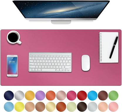 Boutilon Leather Desk Pad 30" x14",Non-Slip Mouse Pad,Office Desk Mat,Waterprooft PU Leather Desk Blotter,Desk Pad Protector,Desk Writing Pad for Home Office Decor (M-Rose Pink)