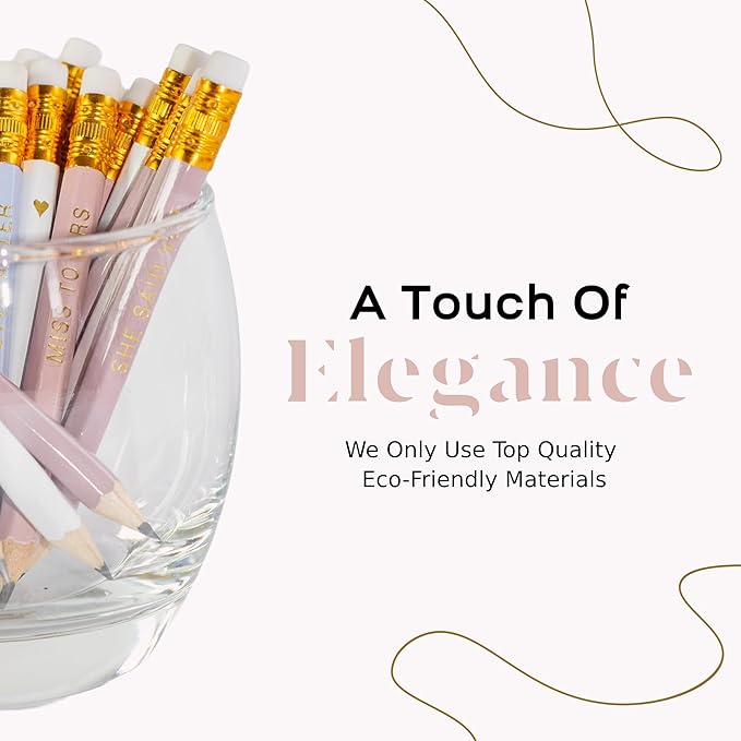 Markt Heart Pencils for Bridal Shower Games, Pink Pencils, Bridal Shower Pens, Small Mini Pencil Set For Prizes, Game Winner Gifts (Blush)