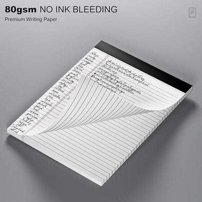 Legal Pads 8.5 x 11 Note Pads 8.5 x 11 Wide Ruled Notepad Lined Paper Writing Pads for Home, School, Office Use, 80gsm Perforated Legal Pad - Sturdy Cardboard Backing Support, 10 Pack (30 Sheets/Pad)