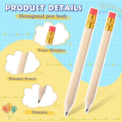 Chivao 288 Pieces Golf Mini Pencils Bulk with Eraser #2 HB Golf Short Pre Sharpened Pencils for Party Favors Office Supplies 4 Inch(Wood Color)