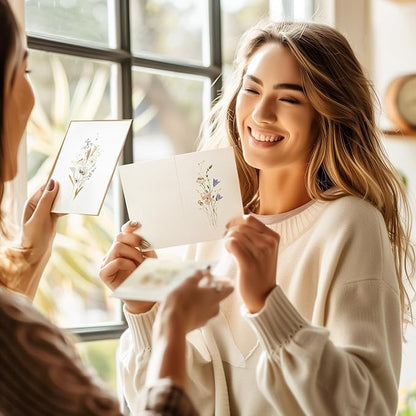 Blank Cards, 32 Pack Blank Greet Cards, Beautiful Blank Note Cards, Perfect Stationary Set For All Occasions, 8 Assorted Floral Designs, 4" x 6"