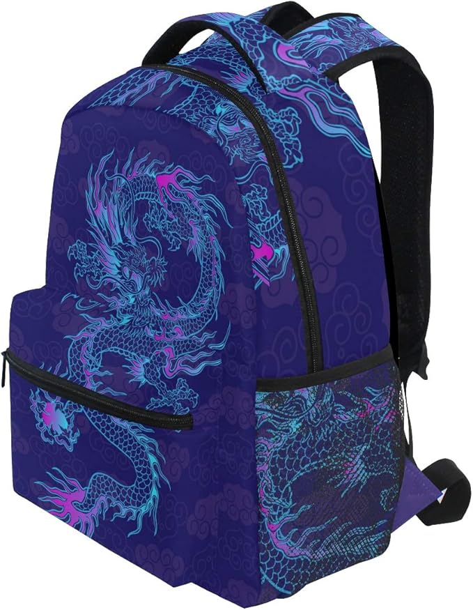 Blueangle Purple Chinese Dragon Printing Computer Backpack - Lightweight School Bag