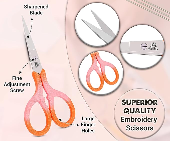 ARSUK -Stork Shape Needlework Scissors 9cm Steel for Sewing Tailoring Home Craft Tools Premium Grade Stork Embroidery Scissors-Black And White Colour