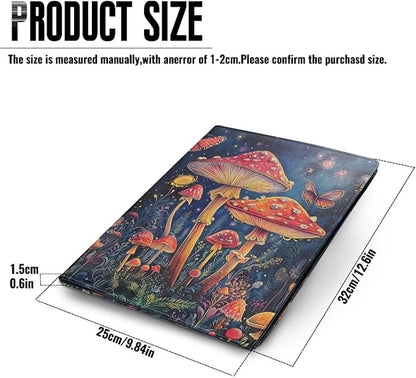 Cozeyat Mushroom Butterfly Portfolio Padfolio Resume Folder with Pocket, PU Leather Interview Writing Legal Pads Document Organizer Portfolio with Business Card Holder