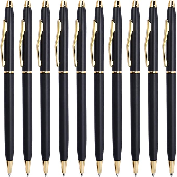 Cambond Black Pens Ballpoint Pens - Black Ink Bulk Pens 1.0 mm Medium Point Smooth Writing Office Pens for Men Women Police Uniform Office Business, 10 Pack (Black)