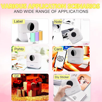 BRONA Notebuddy Mini Portable Printer, Bluetooth Smart Pocket Inkless Thermal Printer with 5 Roll Papers for Journal/DIY Scrapbook/Travel/Notes/Lists/Label/Memo, Receipt Printer for iOS&Android