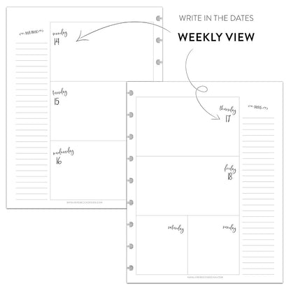 BetterNote Horizontal Undated Calendar Refill Pages for Disc Notebook, fits The Happy Planner, Discbound Levenger Circa, Staples Arc, TUL (Whimsy- 12 months, 9-Disc, 7"x9.25")
