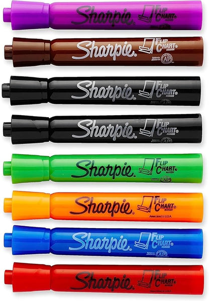 SHARPIE Flip Chart Markers, Bullet Tip, Assorted Colors, 8 Pack (Pack of 2)