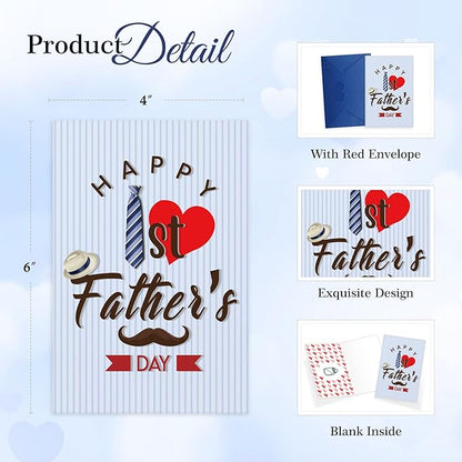 FaCraft Happy 1st Fathers Day Card for New Dad Dad to Be Expecting Fathers, 4 x 6 Happy First Fathers Day Gift Card with Envelope from Wife Daughter Son Baby Boy Girl