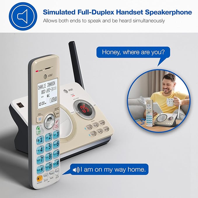 AT&T DL72319 DECT 6.0 3-Handset Cordless Phone for Home with Connect to Cell, Call Blocking, 1.8" Backlit Screen, Big Buttons, intercom, and Unsurpassed Range