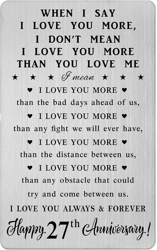 CPLJW 27th Anniversary Wallet Card Gifts for Him, Happy 27 Anniversary Romantic Gifts for Her