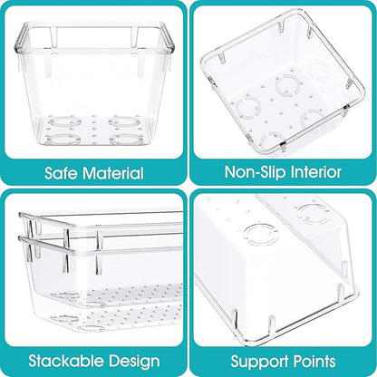 13 PCS Clear Plastic Drawer Organizers Set, 4 Size Desk Drawer Organizer Trays for Makeup, Jewelry, Kitchen Utensils, Gadgets and Office Accessories