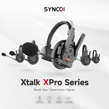 SYNCO XTalk XPRO5 X5 2.4GHz Wireless Intercom Headset System Microphone Random Master Device 500m /1640FT Operating Range Real-time Monitoring for Movie Shoot Live Show Stage Performance (5Pcs)