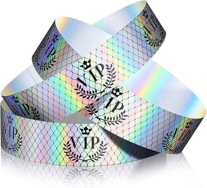 Jadive 500 Pieces Paper Wristbands VIP Plastic Waterproof Party Identification Wristbands Party Bracelets for Events Amusement Parks, Club, Concerts, Fairs, Festivals and Events(Neon Silver)
